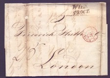 Vorphila cover 1824 from Vienna to London with transit stamp Tour Forbach (921)