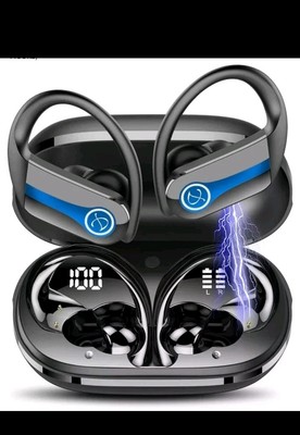 Kabellose Bluetooth Ohrbügel Kopfhörer kompatibel mit Android und iOS. (schwarz)