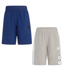 NWT Adidas Youth Boys 2-pack Woven Shorts, Blue and Beige, XL