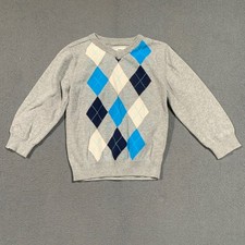 The Childrens Place Argyle Sweater Gray Blue Cream Kids Size 3T Cotton