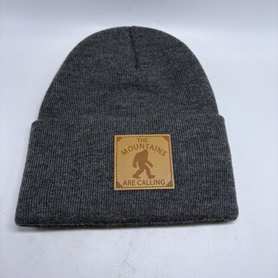 Big Foot Knit Hat Gray  Mountains Are Calling  Men Women  Warm Hat Skullcap