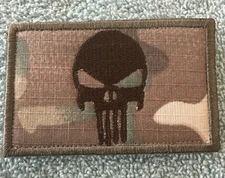PUNISHER SKULL 2x3 Embroidered Morale Patch Hook Backing Brand New