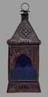 Vintage 15” Moroccan Candle Lantern Brown With Blue Decorative — photo 1