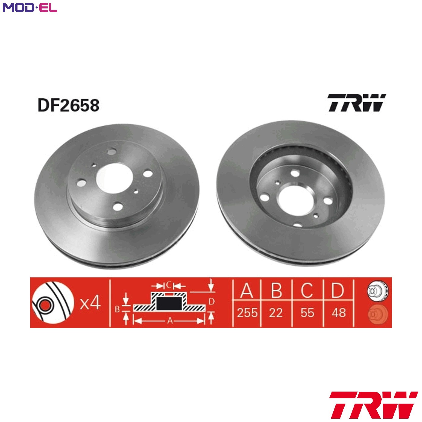 2x BRAKE DISC DF2658 FOR HOLDEN TOYOTA COROLLA/Liftback/Compact/SECCA PRIUS 1.8L