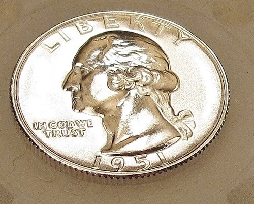 1951  Gem Proof Quarter 90% SILVER EYE CANDY Blazing Mirrored Surfaces #119 ~ 7