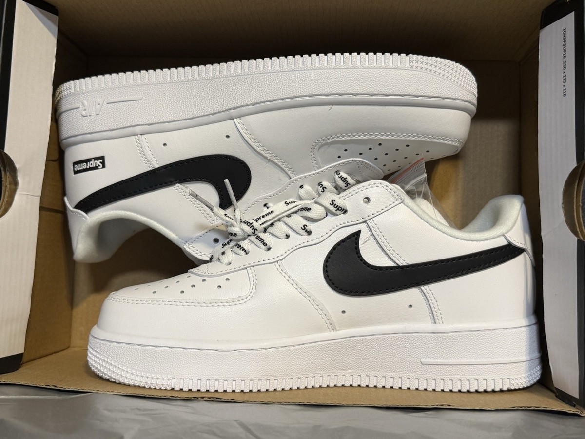 Size 7 - Nike Air Force 1 x Supreme Low Box Logo - White for sale