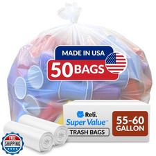 Reli. SuperValue 55-60 Gallon Trash Bags  50 Count  Made in USA  Heavy Dut