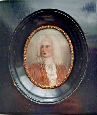 Antikes Miniatur Porträt Georg Friedrich Händel signiert ca 1880 Rahmen Bild