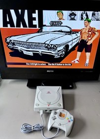 Sega Dreamcast Console System & Crazy Taxi Game (Disc Only) & Cables WORKS GREAT