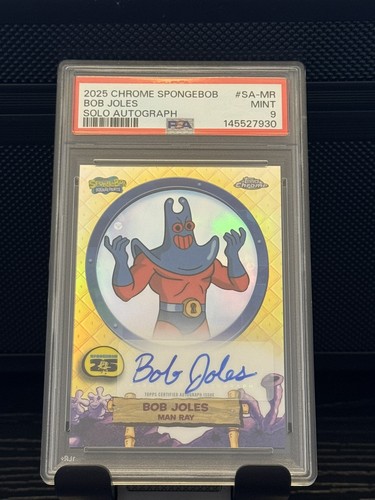 2025 Topps Chrome Spongebob Squarepants Bob Joles Solo Autograph PSA 9 (Man-Ray)