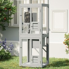 65" Large Wooden Catio Outdoor Cat Enclosure with Wheels