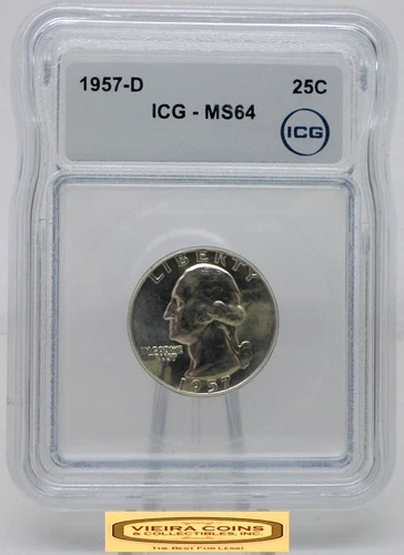 1957-D Washington Silver Quarter, ICG MS64 - #B50020
