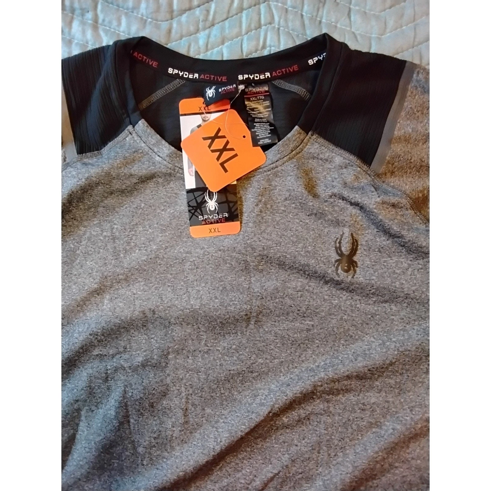 Spyder Active Men LS Shirt 2XL Heather Gray Black Relective Moisture Wicking