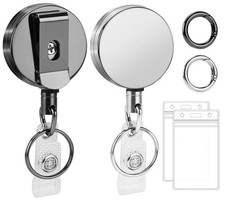 2 Pack Heavy Duty Retractable Badge Reels Metal Retractable Badge Holder with...