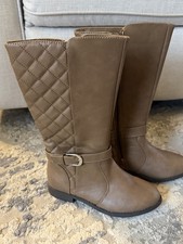 Brand New SO Girls Taupe Tall Riding Boots Size 2 Side Zip