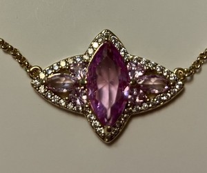 Bp August Birthday Front Page Famous Pink Spinel Gold Plated Becklace