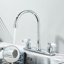 Chrome Bathroom Sink Faucet Dual Handle Centerset Basin Vanity Mixer Tap 2 Holes