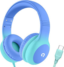 Wired Kids Headphones with USB C Plug, 85Db Safe Volume, Adjustable Headband, Ta