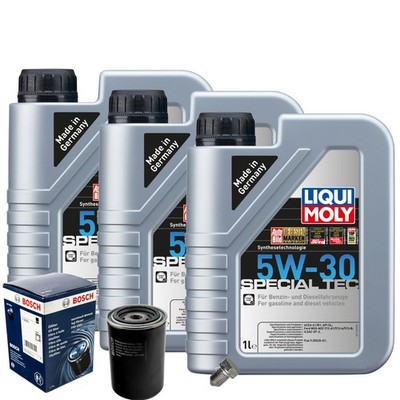 Motoröl 5W30 LIQUI MOLY Special Tec 3L+BOSCH Ölfilter+Ölablassschraube