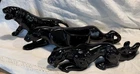 3 Pc Set - Ceramic Vintage Black Panther Jaguar 1 Planter & 2 Figurines