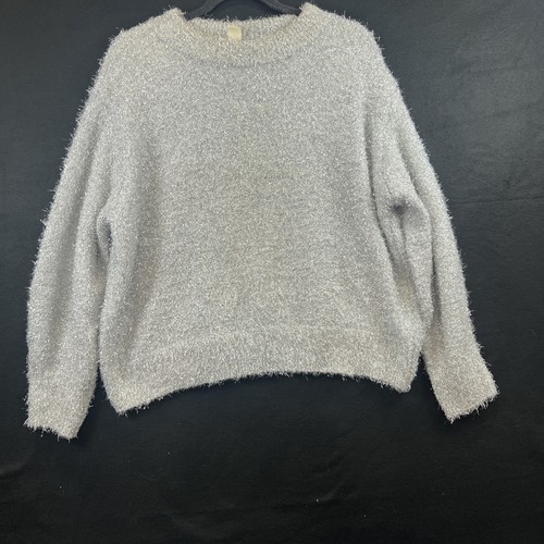 H&M Silver Metallic Oversized Sweater Size Medium (rare)