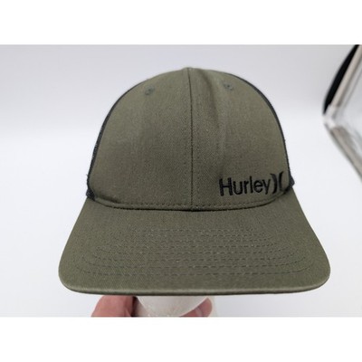 Hurley Mens Trucker Hat Olive Green Black Mesh Snapback Cap Yupoong Classics