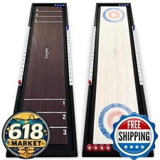 Swooc 2-in-1 Shuffleboard and Curling Table 4ft Solid Wood