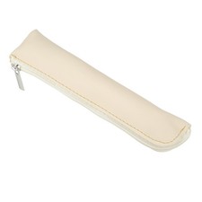 Mini Leather Pencil Stationery Make Up Bag with Zipper, Beige, 1 Pcs
