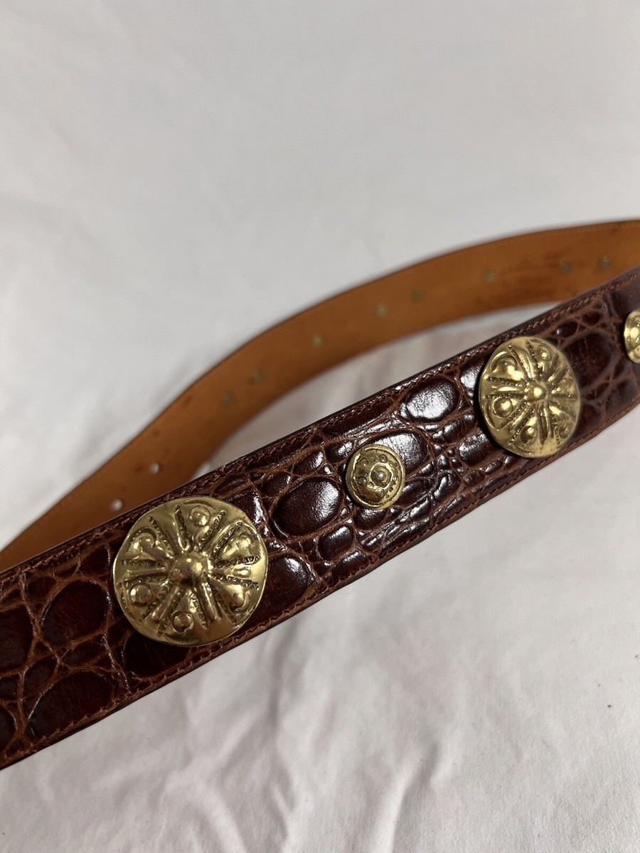 SAKS FIFTH AVENUE Vintage Brown Leather Alligator Embossed  display picture 3