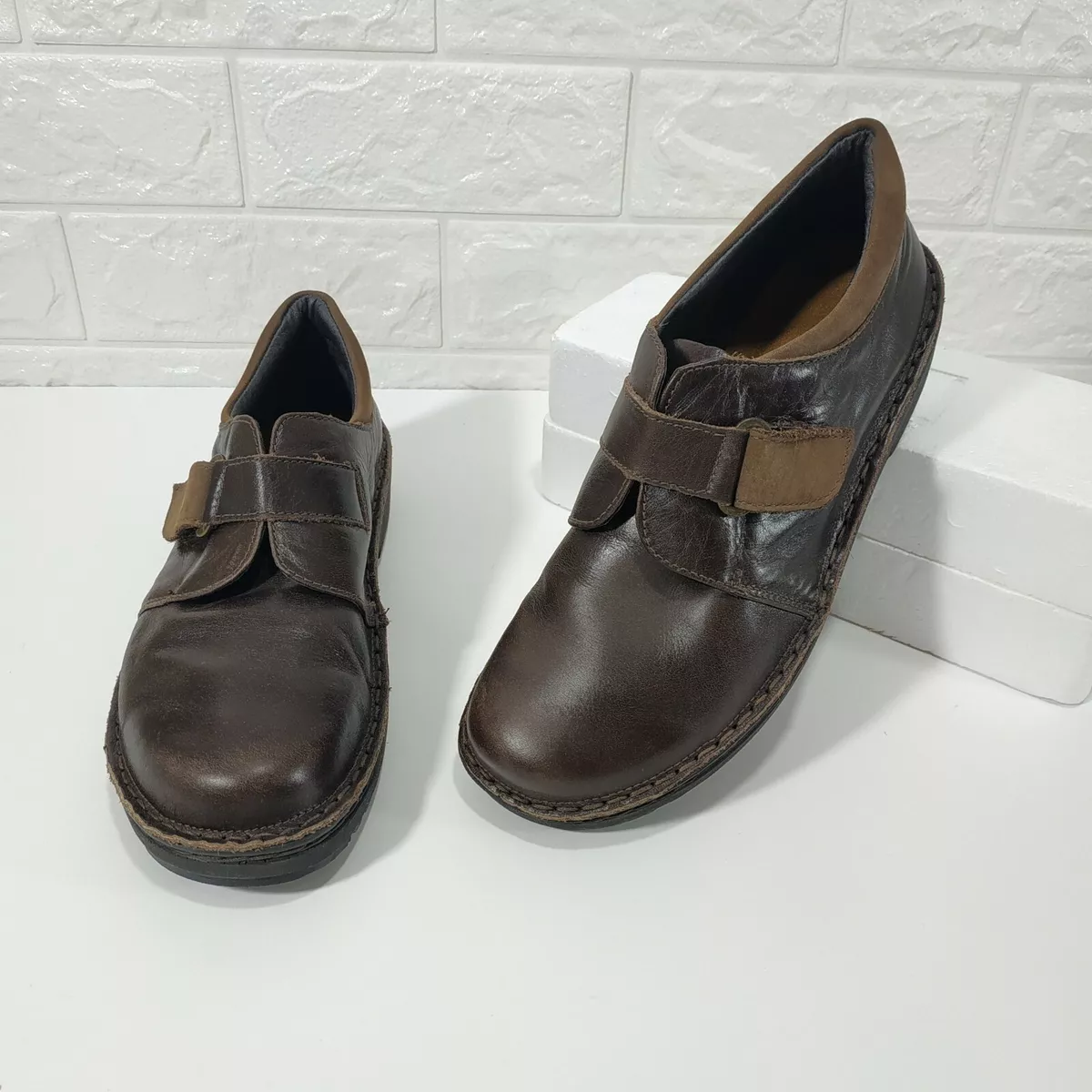 Teva NAOT Israel Slip On Shoes Brown Leather Comfort Clog Sandal US 7.5 EUR 38