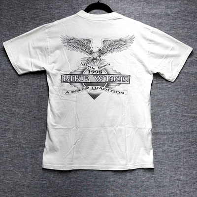 Vintage 1998 Myrtle Beach Bike Week Shirt Size M Bold Eagle Single Stitch USA