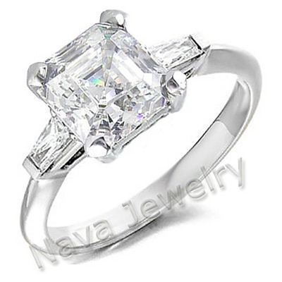 Asscher Cut Baguette Cut Diamond Ring