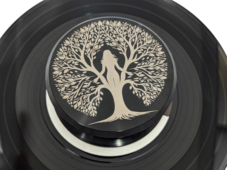 Vinyl record stabilizer weight. Tree of Life Woman engraved turntable weight. - Image 4 of 4