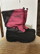 Kamik Pink Grey and Black Insulated Winter Snow Boots Girls Size 13