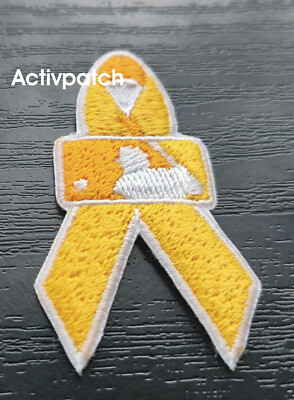 MLB Baseball Yellow Gold Ribbon Childhood Children Cancer Awareness logo patch