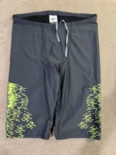 Mens Speedo Power Flex Gray Neon Spandex Jammers Compression Shorts swimsuit 36
