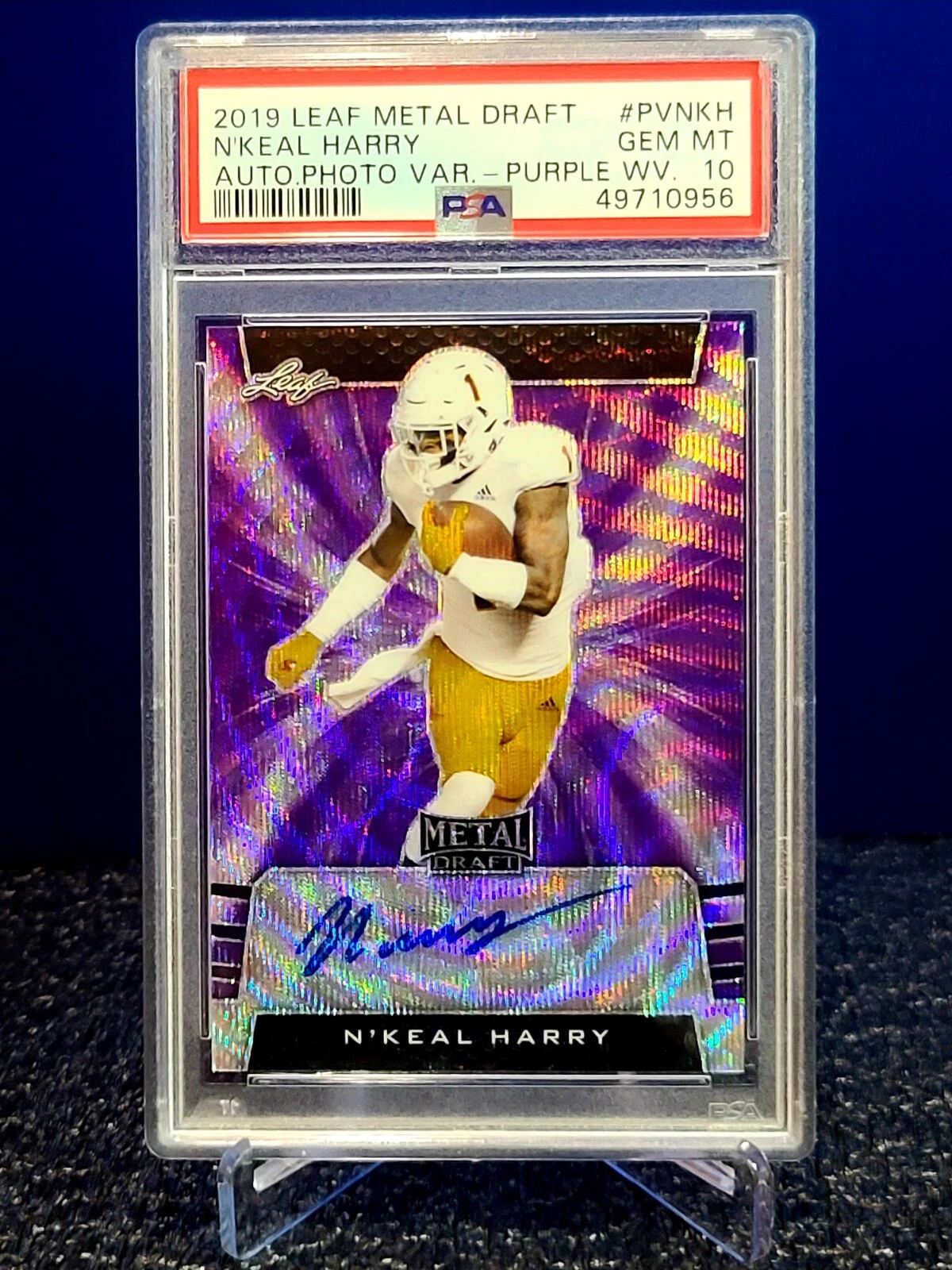 N'Keal Harry Leaf Metal Draft Autographs Photo Variation #PVNKH Purple
