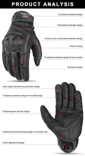 Guanti Moto Pelle Traforata Uomo Donna Full Finger Motocross Biker Guanto - Foto 19 di 27