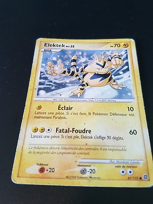 pokemon card elektek 87/132 series secret wonders in french used