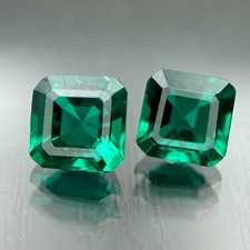 1.95 CT ZAMBIAN EMERALD SQUARE PAIR Lab Grown Hydrothermal Loose Gemstone