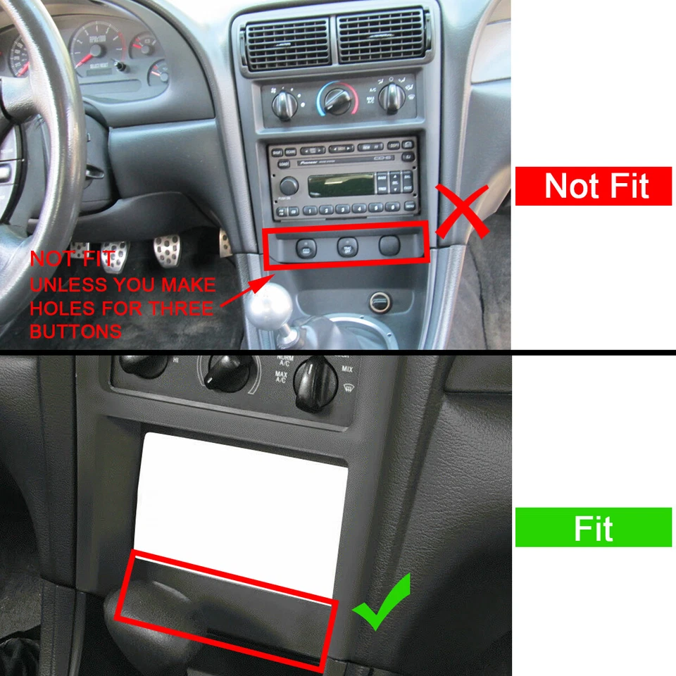 Double Din Car Radio Stereo Dash INSTALL Kit Bezel For 1994-2002 Ford Mustang - Image 2 of 4