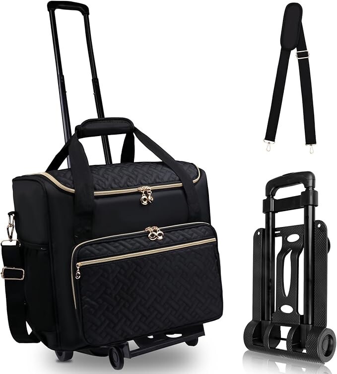 Rolling Teacher Tote Bag with Detachable Trolley, Wheeled Teacher Bag