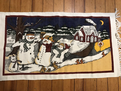 Unbranded woven multicolor snowmen 35in X 20in Christmas area rug