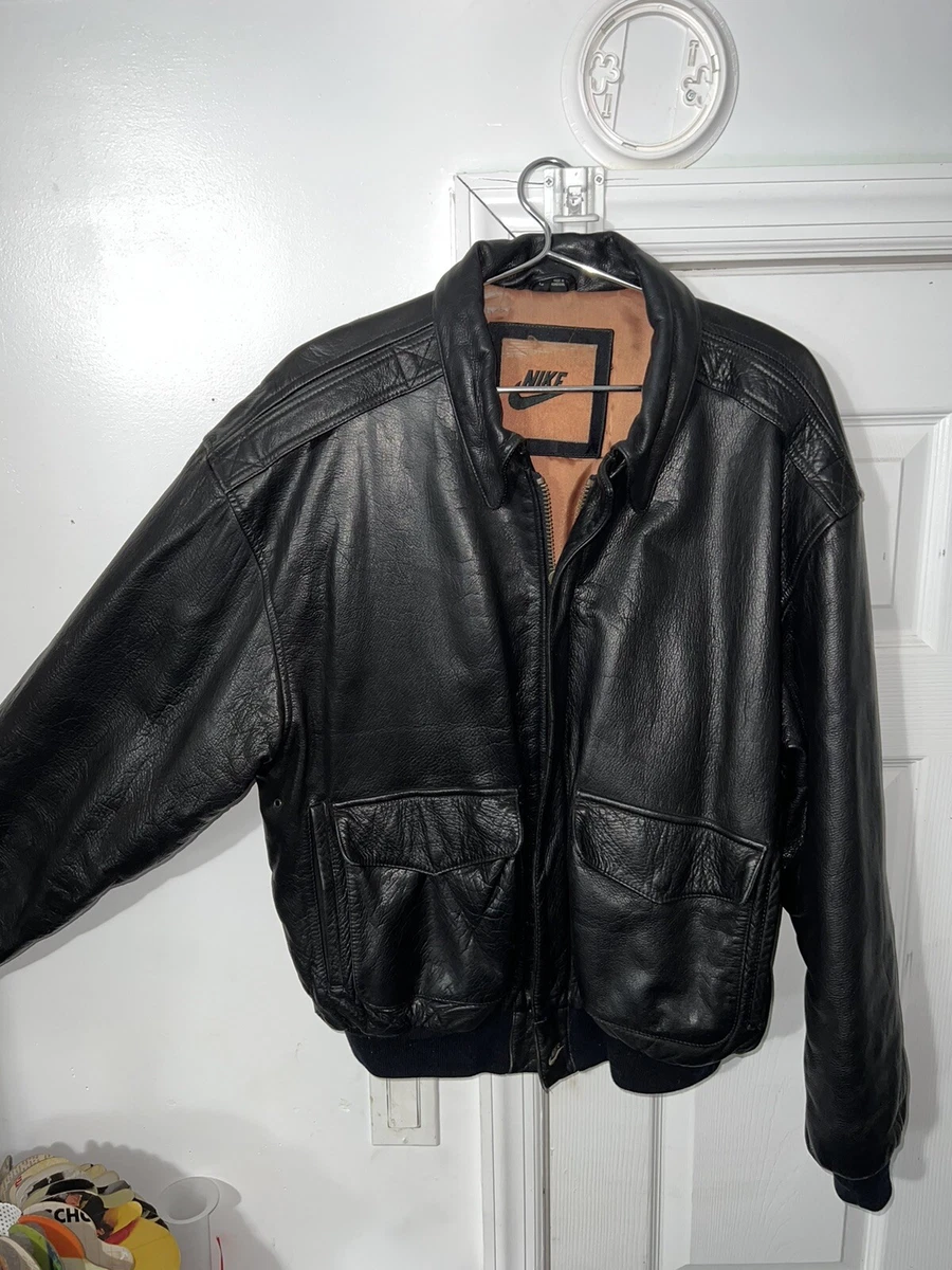 Vintage nike leather clearance jacket
