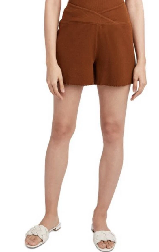 Shorts feminino BCBGeneration malha marrom com nervuras tamanho XXS novo com etiquetas MSRP $68 - Imagem 4 de 4