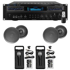 1500 Watt Home Karaoke Machine System 4 6.5" Black Ceiling Speakers