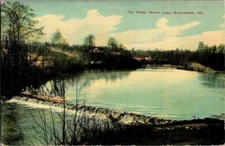 1908. WATER WORKS LAKE. GREENCASTLE, IND. POSTCARD. SZ3