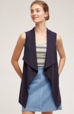 Nwt Anthropologie Navy Paros Vest By Elevenses Large New