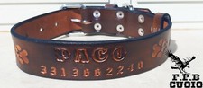 COLLARE IN CUOIO PER CANE PERSONALIZZATO NOME E NUMERO