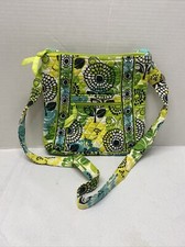 Vera Bradley Lime Up Hipster Cross Body Purse Green Flowers Daisies EUC